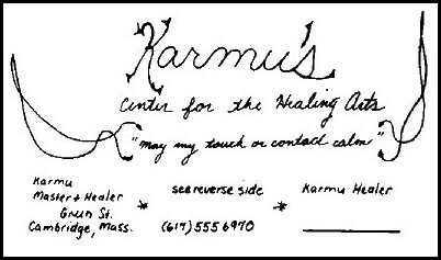 Over the years, several people made cards and flyers for Karmu.