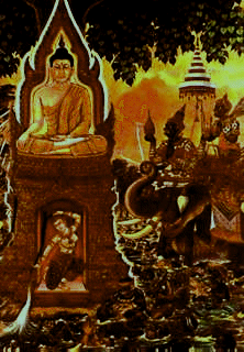The Buddha touched the Earth to call on her to witness his vow to become enlightened