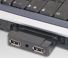 An express card in a laptop.